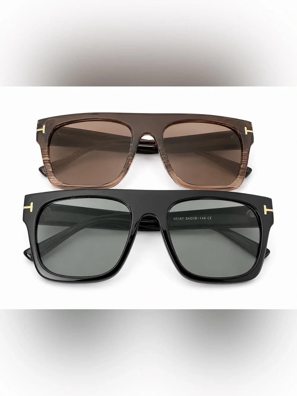 Women's Two-Tone Square Sunglasses and Blue Light Glasses — Black and Brown